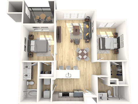 The Laurel B2 Two Bedroom Two Bathroom Floor Plan
